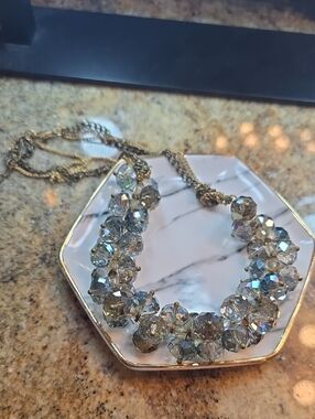 Cake Iridescent Champagne Crystal Necklace with Gold-Tone Chain